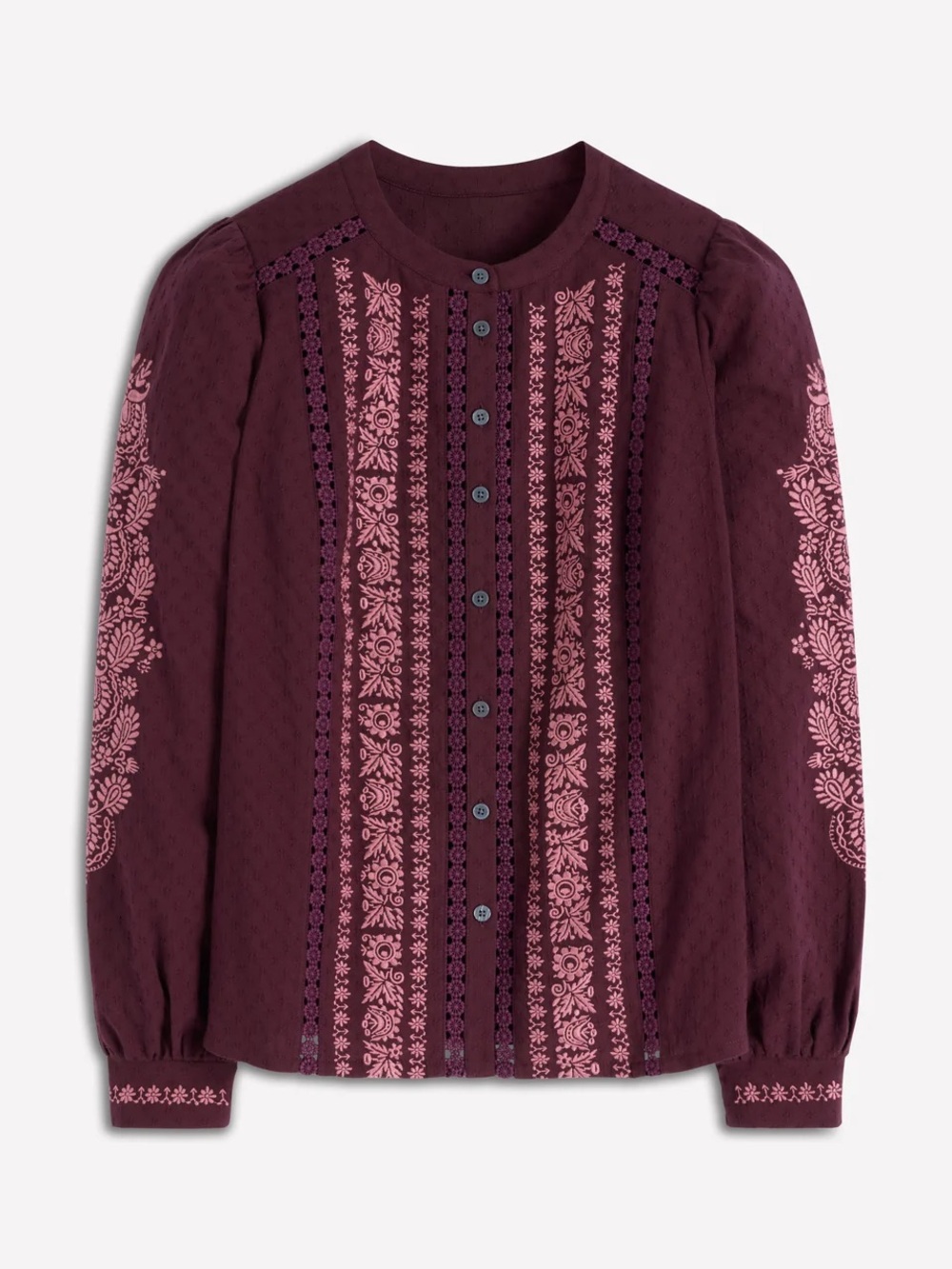 Boden Embroidered Cotton Top- Dark Cherry - Picture 6 of 6